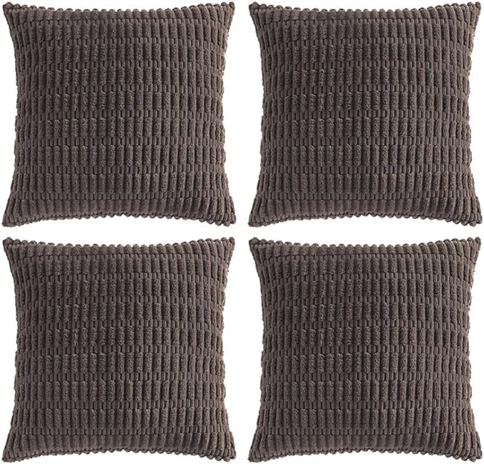 Fancy Homi 4 Packs Decorative Throw Pillow Covers for Living Room Couch Bed, Modern Farmhouse Boho Home Décor Accent Cushion Case, 12" x 12", Dark Brown