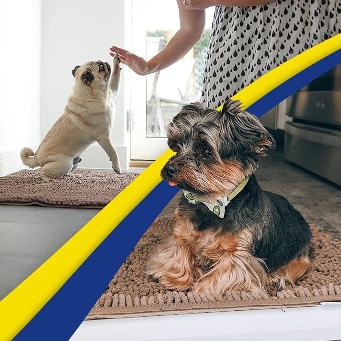 Muddy Mat® | Super Water Absorbent Door Mat Indoor, Microfiber Quick Dry Chenille Entryway Rug, Slip Resistant Front Door Mat, Indoor Mats for Entryway, Machine Washable Pet Rug, Tan 26" x 42"