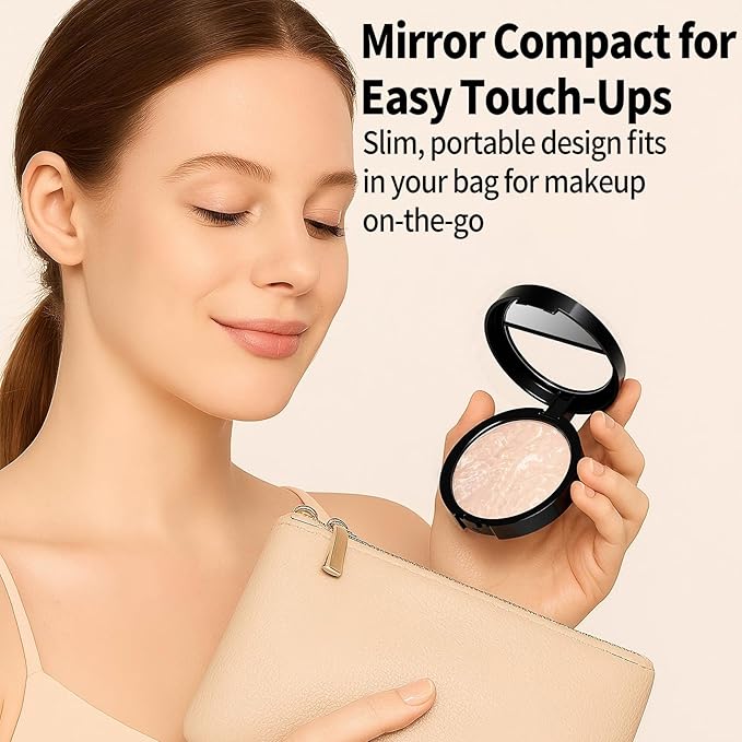 Baked Luminous Pressed Powder–Glow-Infused Foundation,Highlighter & Setting Powder in One–Color-Correcting,Oil-Control,Long-Lasting Coverage for All Skin Tones 03
