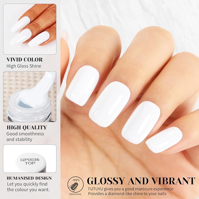White Gel Nail Polish, UV/LED Soak Off Opaque White Gel Polish for Nail Art Starter or Manicute Salon,French Tips Kit,0.51 Fl.oz - GP0047