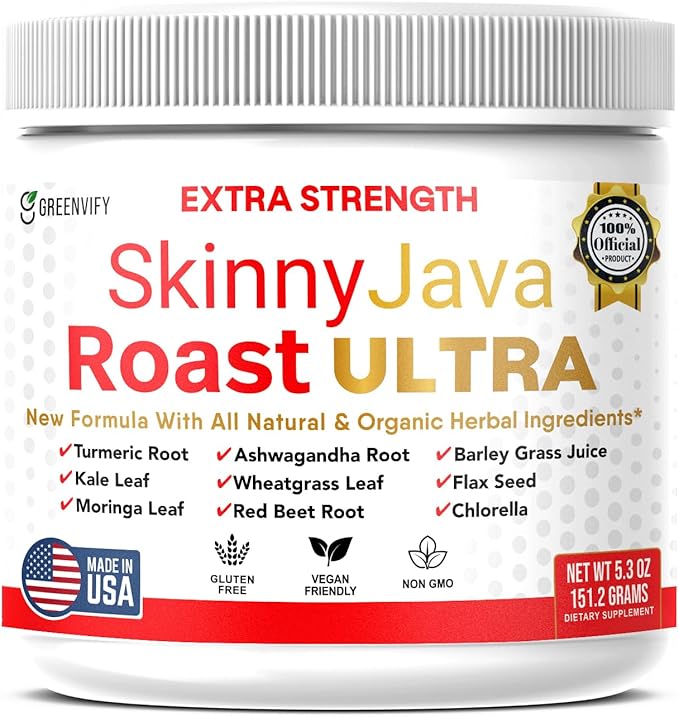SkinnyJava Roast Ultra Extra Strength Supplement, All Natural & Organic Herbs, 5.3 oz, with Turmeric, Ashwagandha, Moringa (3)