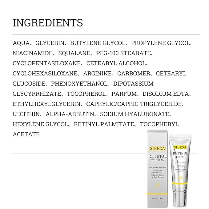 Retinol Eye Cream with Niacinamide, Hyaluronic Acid & Vitamin E – Hydrating Under Eye Cream for Visible Dark Circles, Wrinkle Appearance & Under-Eye Fullness, Anti Aging