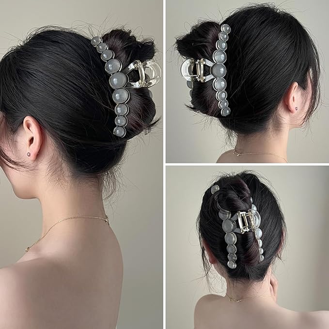 Plastic Hair Claw Clips, 5.5 Inch Extra Large Vintage Hair Jaw Clips, Non-Slip Strong Hold Elegant Hair Ornaments Barrettes for Women Lady Girls (2 Pack)