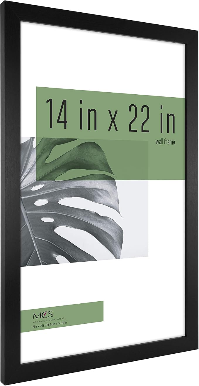 MCS Studio Gallery 14x22 Poster Frame Black Woodgrain Engineered Wood, Vertical & Horizontal Wall Hanging Large Picture Frame for Photos, Posters & Art Prints (2-Pack)