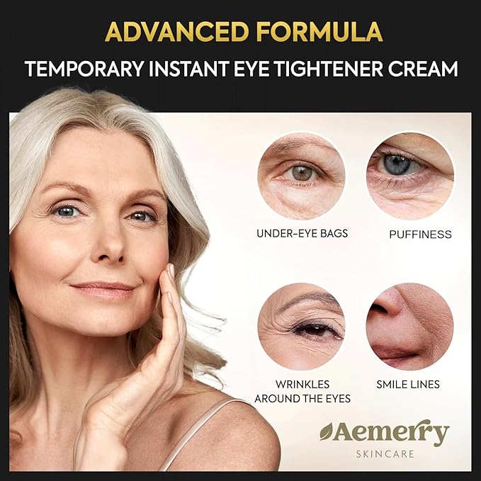 Instant Eye & Face Tightener Cream – Reduces Bags & Puffiness, Smooths Wrinkles & Fine Lines in Minutes, Temporary Lift & Firm Under-Eye Area, Advanced Lightweight Formula for Men & Women, 30 ml