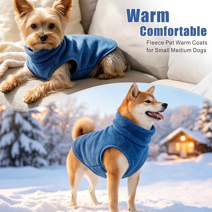 Idepet Dog Fleece Vest Sweater Zip Up Warm Pullover Dogs Jacket with D-Ring Leash Winter Cold Weater Coat Pet Sweatershirt Clothes Hoodie for Small Medium Dogs Boy Girl (Navy Blue, XL)