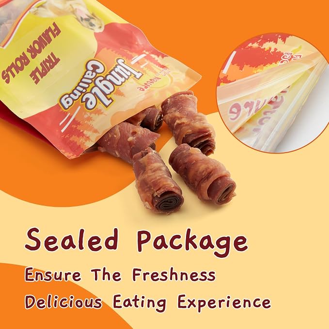 Jungle Calling 21 oz Triple Flavor Rolls, Chicken Duck & Beef, High Protein | Rawhide Free Treat for Small, Medium & Large Breeds, Limited Ingredient Chews Perfect for Daily Reward, Easily Digestible