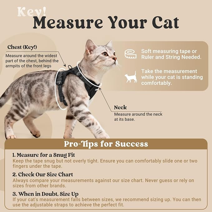 rabbitgoo Cat Harness and Leash, Easy-on with Neck Buckle, Black