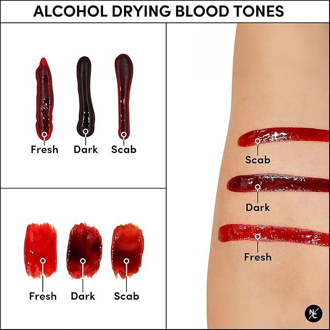 Narrative Cosmetics Alcohol Drying Blood, Ultra-Realistic Fake Liquid Blood, SFX Makeup for the Stage, Film, Halloween, and Cosplay - Fresh 2oz
