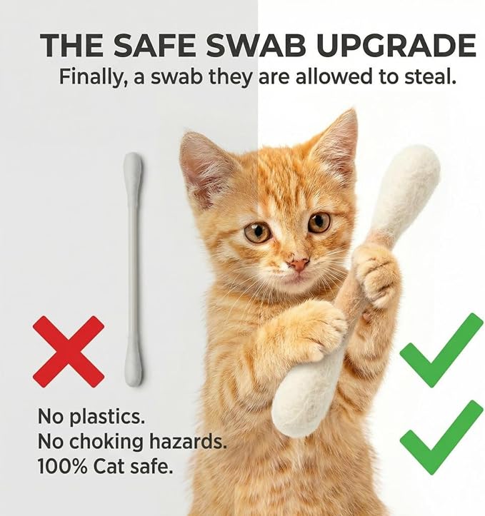 Glaciart One MINI Swabs Cat Toys with Catnip - 6 Pk | Durable for Chew, Cute Cat Toys Interactive Kitty for Boredom, Exercise, & Play | Filled w/Organic Catnip for Anxiety & as Digestive Aid