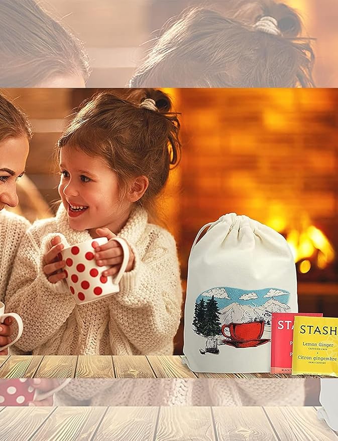 Stash Tea Bags Sampler Assortment Variety Pack 40 Tea Bags in Handmade Cotton Pouch | 18 Assorted Flavors Black Green Herbal Fruit Tea for Mom Dad Wife Husband Tea Lovers