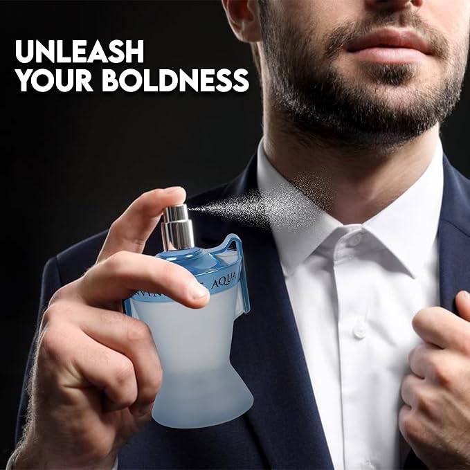 AFLUXE 2PCS Valentine Milano/Invincible Aqua Eau De Toilette for Men-Fresh,Romantic Scent Perfume for Men 3.4 Fl Oz Each Mens Cologne For All Skin Daily Used