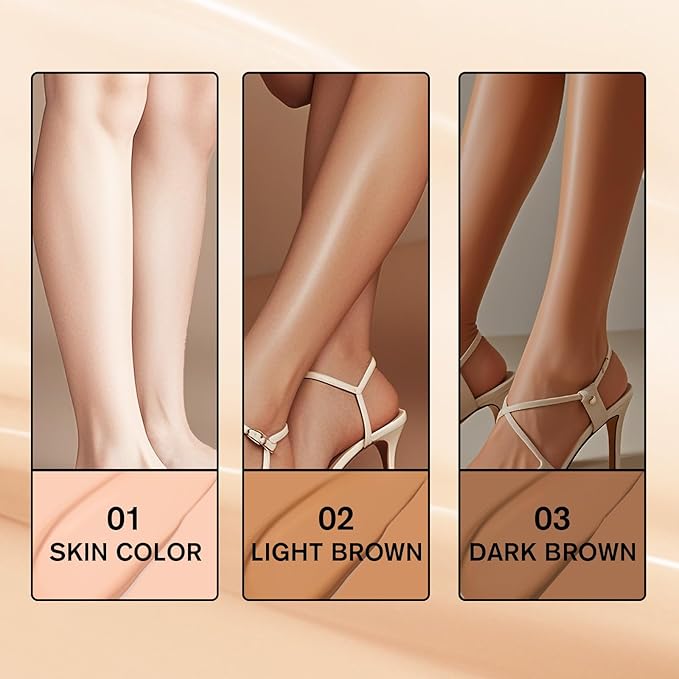 Leg Makeup Waterproof with Brush, No Transfer Body Makeup for Legs Full Coverage Waterproof Concealer, Scar & Tattoo Cover Up for All Skin Tones, Long Lasting Makeup (#03)