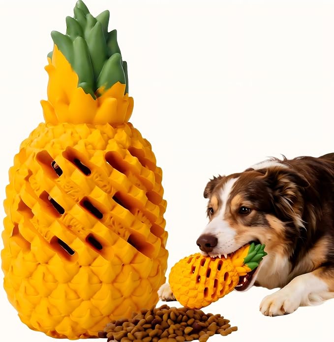 Indestructible Pineapple Dog Toy - Gaint Aggressive Chewers Training | Heavy Chew, Treat Dispenser, Power Chewer, Durable Puzzle, Tough Interactive, Easy Clean