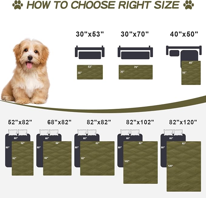 Smiry Waterproof Dog Bed Cover, Reversible Pet Blanket for Sofa Couch | Soft Washable Dog Blanket, Leakproof Couch Cover for Dogs Cats & Furniture Protection, 30x70, Green/Navy