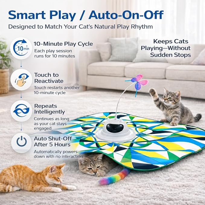 Interactive Cat Toy for Indoor Cats, Rechargeable 3-in-1 Hide & Seek Toy