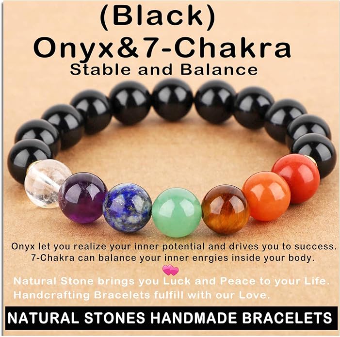 AD Beads Handmade Gemstone Stretch Elastic Bracelet Crystal Healing Reiki Nature's Beauty and Spiritual Essence Unisex