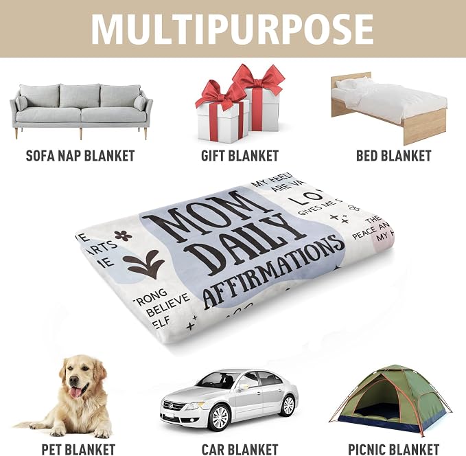 BaubleDazz New Mom Gifts Blanket, Mom Daily Affirmations(80" x 60") | Postpartum Pregnancy Gifts for First Time Moms, Mommy to Be, Mama, New Mom Essentials, Birthday Gifts for Mom
