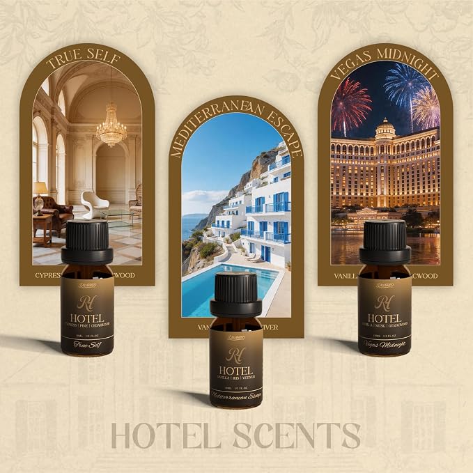 SALUBRITO Hotel Diffuser Oils Gift Set, Hotel Essential Oil for Diffuser, Luxury Fragrance Oils Inspired By 5-Star Classic Hotel Scents, Gift for Women & Men, Candle, Soap Making Scents
