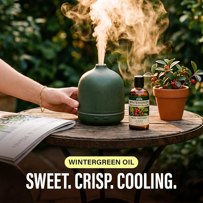 100% Pure Wintergreen Oil - 3.40 Fl Oz Wintergreen Essential Oil for Hair, Skin, Diffuser, Aromatherapy & DIY Soap Making Scent