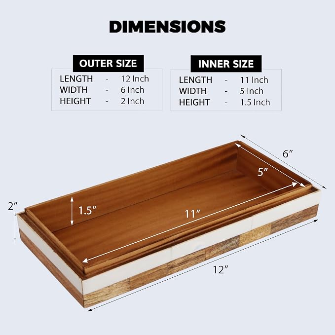 Handicrafts Home White Large Decorative Storage Box with Lid Wooden Decorative Box Coffee Table Storage Box Living Room Organizer Storage Box – Resin Inlay Patisserie Adorn Collection- 12x6x2