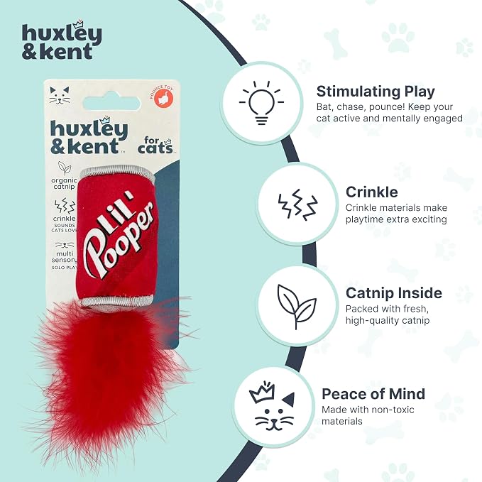 Huxley & Kent Plush Crinkle Catnip Cat Toy, Lil' Pooper