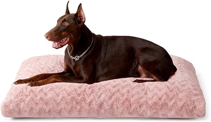 EHEYCIGA Washable XL Dog Beds Large Sized Dog, 44x32 Inch Pet Bed, Pink | Plush and Comfy Kennel Pad, Soft Dog Crate Mat, Deluxe Pet Sleeping Mat, Large Bed for Dog Up to 85 lbs