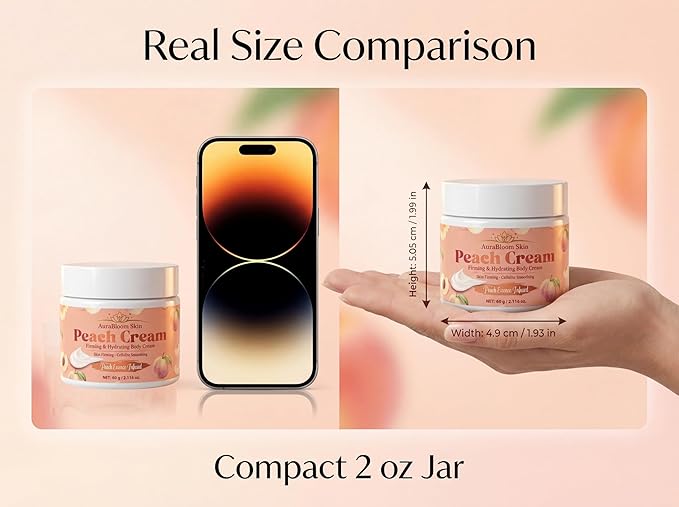 Peach Lift & Firming Body Cream | Peach Essence Infused Hydrating Moisturizer & Skin Firming Body Cream - Skin Tightening & Anti Cellulite Cream For Women-Lightweight fast absorbing Formula -2 Oz