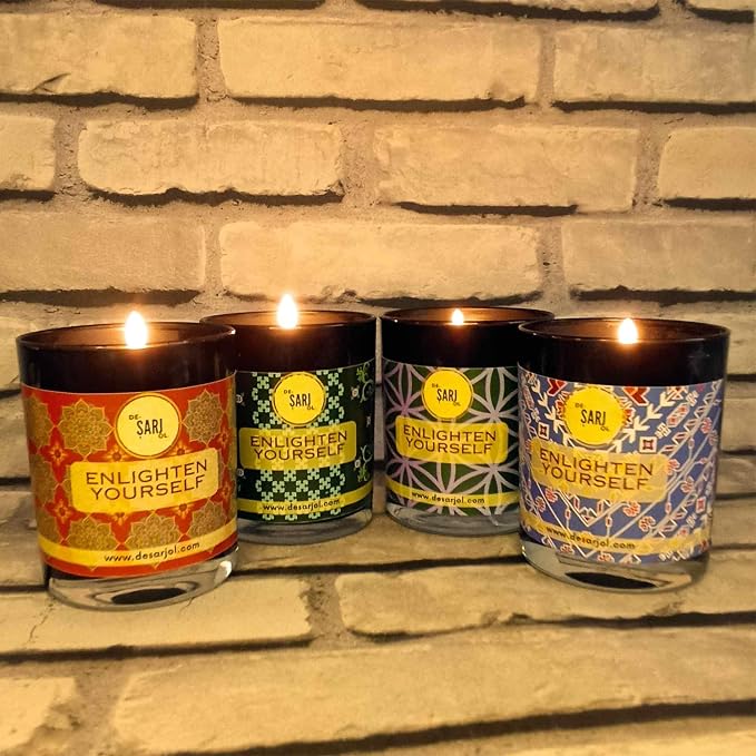 Handmade Glass Ottoman Organic Bath Soap Scent Glass Candle 14oz 100 Hour Long-Burning, Highly Scented, Natural Beeswax & Essential Oils Candle for Home, Stress Relief & Aromatherapy (Red)