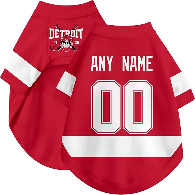 Detroit Dog Clothes Personalized Pet T Shirt for Dogs Gift | Custom Name Number Jersey Style Pet Shirt for Dog