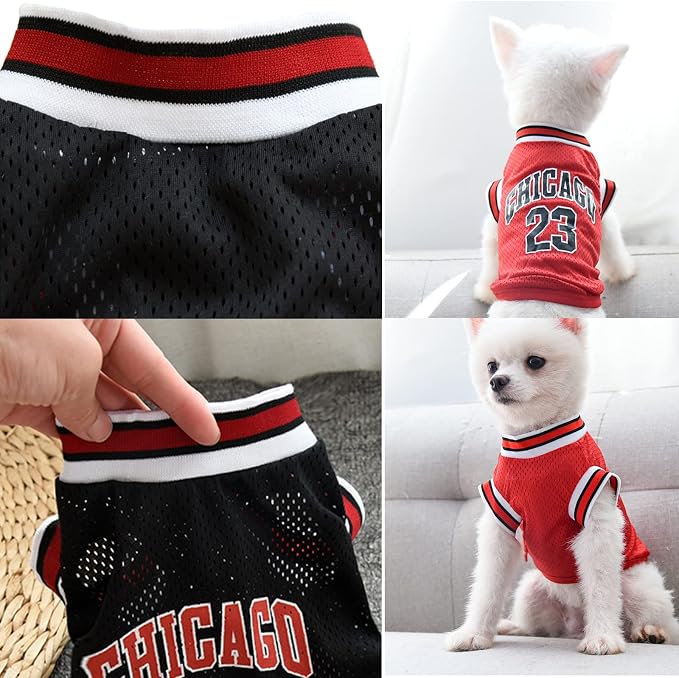 Dog Basketball Jersey Clothes Boy Girl Pet Vest Puppy Shirt Apparel Cute Outfit Cotton Tshirt Female for Large Dogs, Medium&Small Chihuahua,Yorkies PINK+BLACK Medium-Back 11.81in,Chest 16.54in