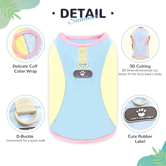 Dog Cooling Vest with D-Ring Dog Tshirt Sun Protection Small Puppy Clothes for Girls Boys Stretchy Shirts for Dogs Lightweight Breathable Shirt French Bulldog Frenchie Dachshund Clothes