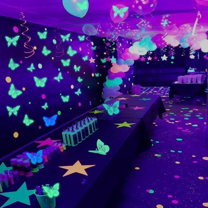 SAOROPEB Glow in The Dark 3D Butterfly 24 Pcs 3 Sizes, Luminous Butterfly Stickers for Ceiling or Wall, Glow in The Dark Party Supplies, Removable Luminous Stickers for Kids Babys Nursery (Green) | 3 Sizes, Luminous Butterfly Stickers for Ceiling Wall,...