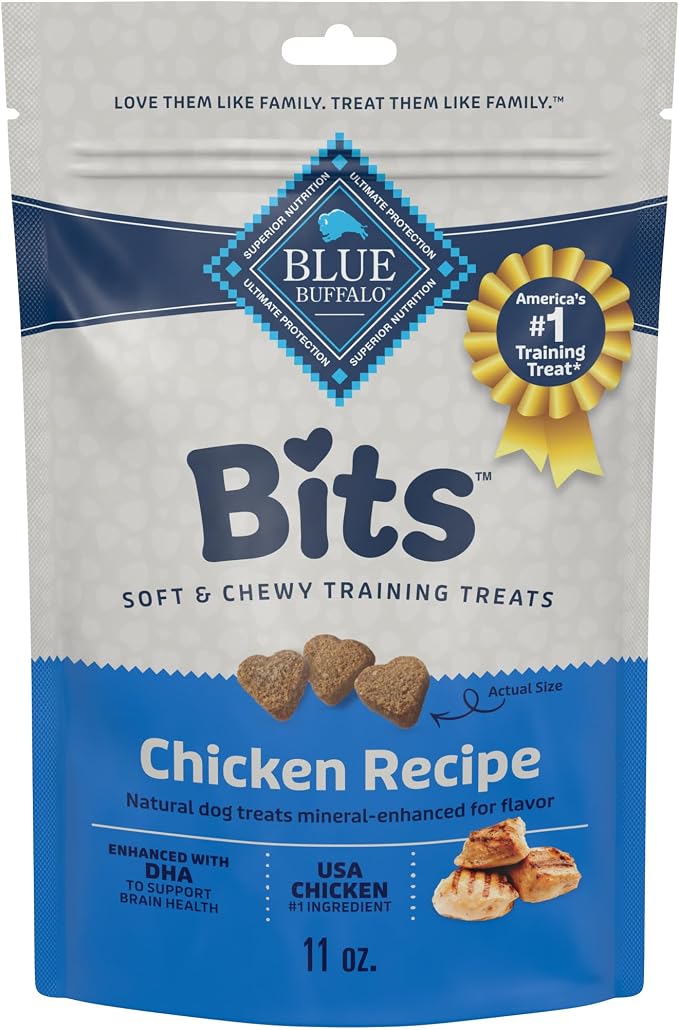Blue Buffalo Bits Chicken Training Treats, 11 oz | Real Chicken First, DHA for Cognitive Development, No Chicken By-Product Meals, Free from Red Dye 40