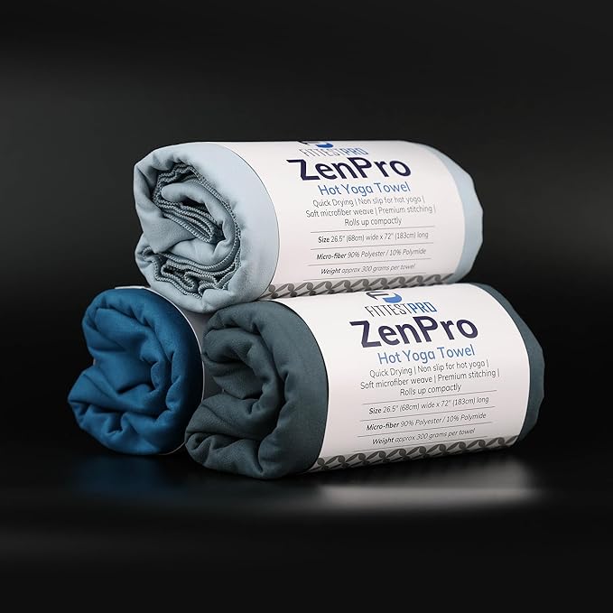 Fittest Pro Non-Slip Hot Yoga Towel with Super-Absorbent Soft Suede Microfiber in Many Colors, for Bikram Pilates and Yoga Mats. (72.00 x 26.50) Frosted Blue