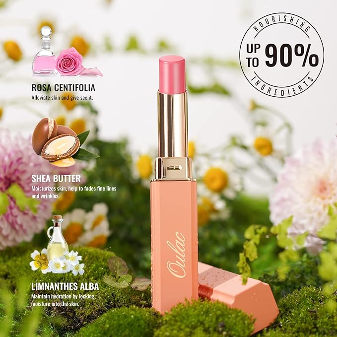 Oulac Shine Orange Lipstick for Women, 2 in 1 Glossy Coral Orange Tinted Lip Balm, Hydrating Lipstick for Dry Lips, Moisture Shine Juicy Finish Vegan 2.2g/0.07oz (18)