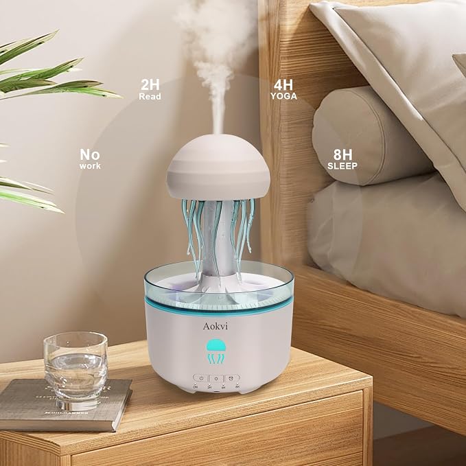 Essential Oils Diffuser,300ML Aromatherapy Diffuser,Ultrasonic Essential Oil Diffuser,Jellyfish Humidifier with 7-Color LED,Timer and Auto-Off for Office,Yoga,Bedroom Scent Diffuser(White