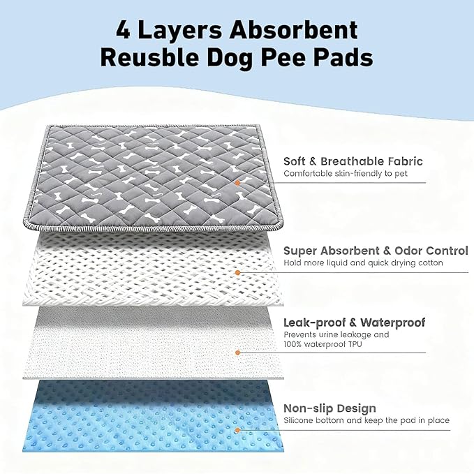 Puppy Pads with Pheromones,Washable Puppy Pee Pads for Dogs,Reusable Puppy Pads Washable for Dogs & Cats,Washable,Durable Leak-Proof & Anti-Slip Pet Training Pads for Home & Trave