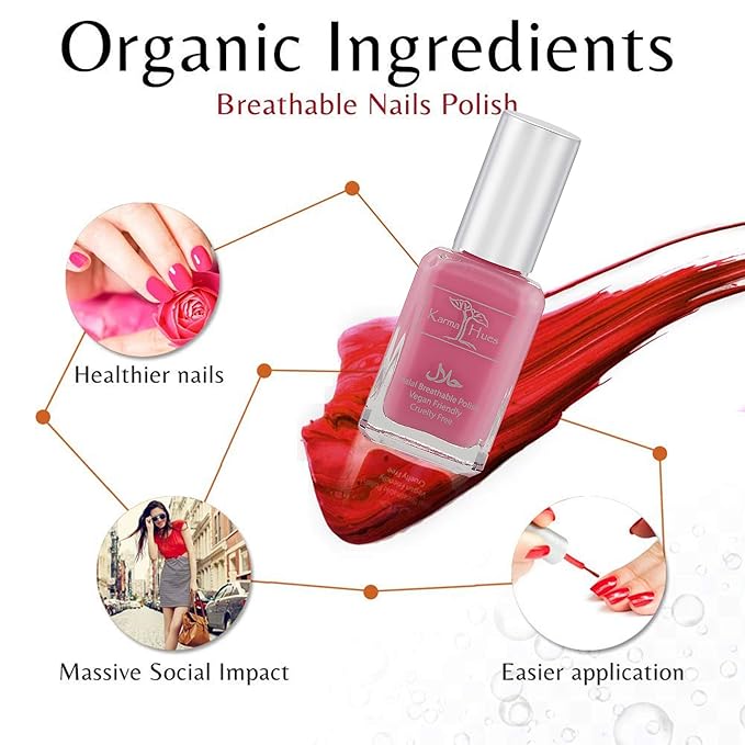 Karma Naturals Certified Halal Nail Polish - Breathable & Water Permeable, Wudu Friendly (Almas)