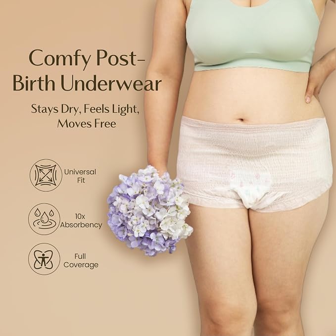Postpartum Recovery Essentials Kit, Labor & Delivery Gift for Mom, Includes Peri Bottle, Soothing Foam, Self-Absorbent Disposable Underwear, Hot&Cold Packs, Soothing Liners, Canvas Tote Bag