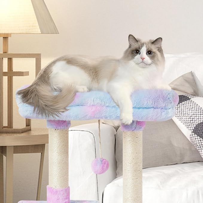 Cute Cat Tree Kitten Cat Tower Condo Cat Furniture Sisal Scratching Posts R | FISH&NAP For Indoor Jump Platform Activity Center Play House Rainbow