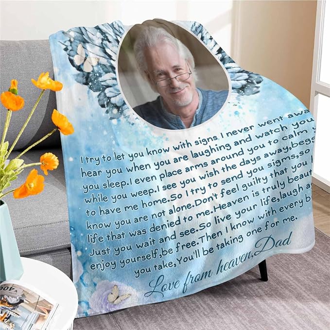 Custom Memorial Blanket with Photo - Sympathy Gift for Loss of Loved One