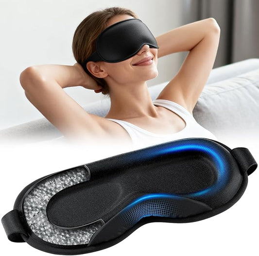 Weighted Eye Mask for Sleeping - Sleep Mask for Women & Men, Blackout 3D Contoured Sleeping Mask for Side Sleeper, Zero Pressure Soft Night Eye Cover with Adjustable Strap for Travel, Black