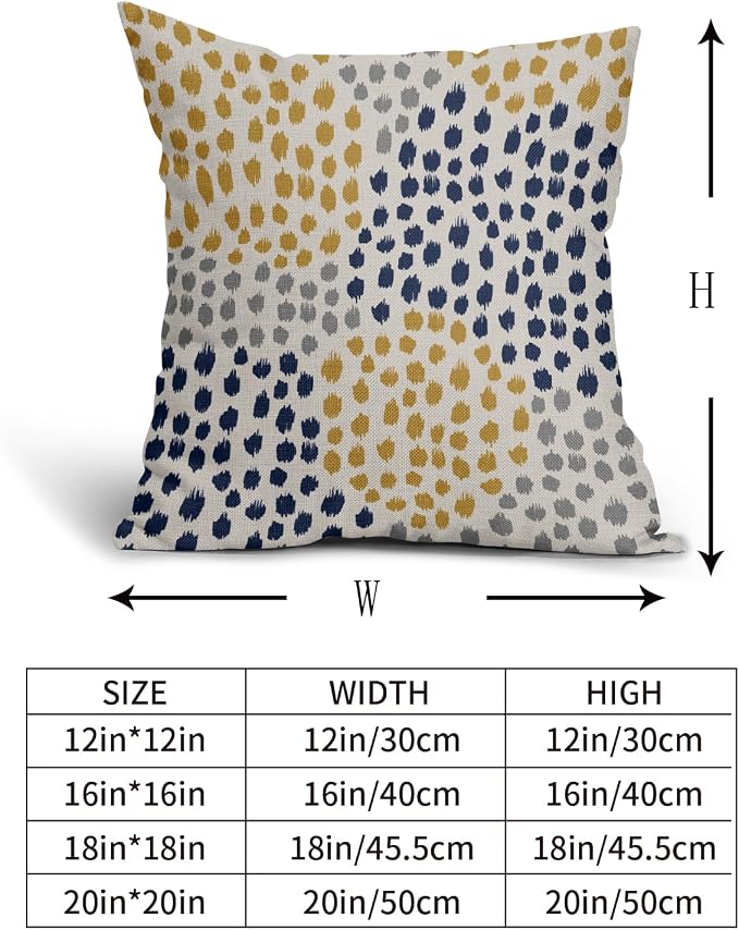 Blue Yellow Pillow Covers 20x20 Set of 2 Boho Design Gray Polka Dot Throw Pillows Modern Art Trendy Print Decorative Outdoor Pillowcase Square Cushion Cover Linen Pillow Case for Home Sofa Couch Bed