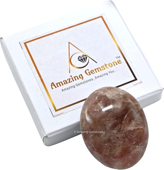 Amazing Gemstone Strawberry Quartz Crystals and Healing Stones - Large Palm Stone Crystals Piedra - Crystal for Good Luck, Positive Energy, Meditation - Unique Stocking Stuffers Gifts for Women, Men