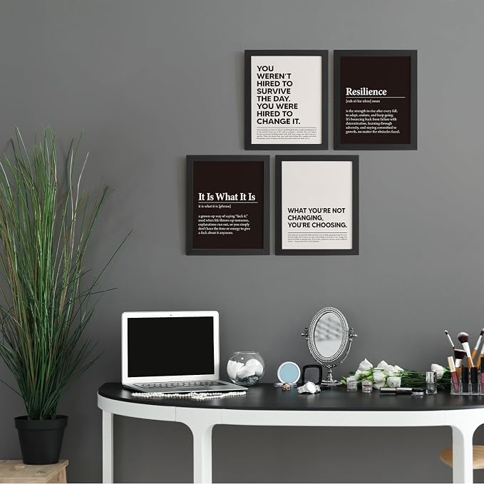 DSHFG Office Decor Motivational Inspirational Wall Art Positive Prints | Motivational Inspirational Wall Decor Trendy Retro Posters for Office Home Decor, Positive Posters Prints 4Pcs 8x10 Unframed