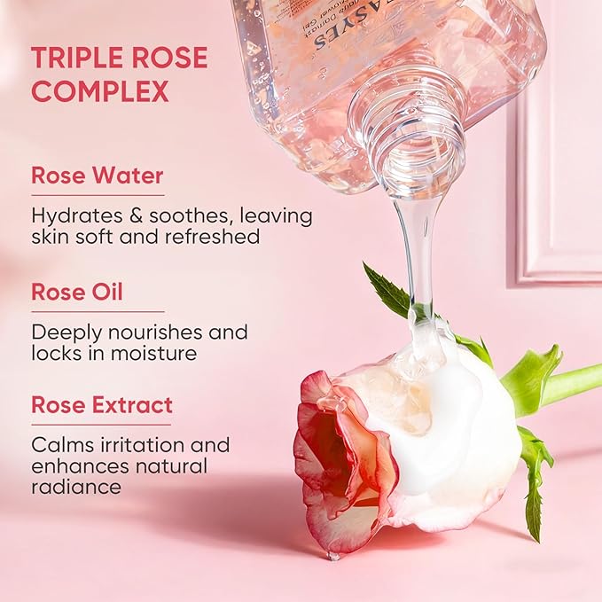 Rose Elixir Body Wash for Women – Moisturizing Shower Gel with Triple Rose Formula, Hydrating Natural Cleanser, Gentle Foaming, Multi-Oil Nourishment, 7 oz