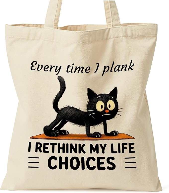 Pilates Canvas Tote Bag for Women Shopping Work Travel with Inner Pocket