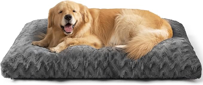 EHEYCIGA Washable XL Dog Beds Large Sized Dog, 41x27 Inch Pet Bed, Charcoal | Plush and Comfy Kennel Pad, Soft Dog Crate Mat, Deluxe Pet Sleeping Mat, Large Bed for Dog Up to 65 lbs