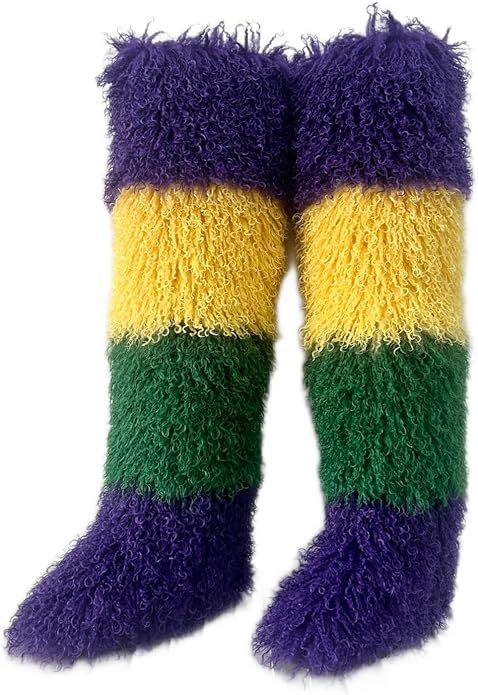 SWEETHEART BEAUTY Thigh High Shagy Teddy Fur Boots, 29 Inch Over the Knee Length Fluffy High Boots, Tall Furry Shoes For Women